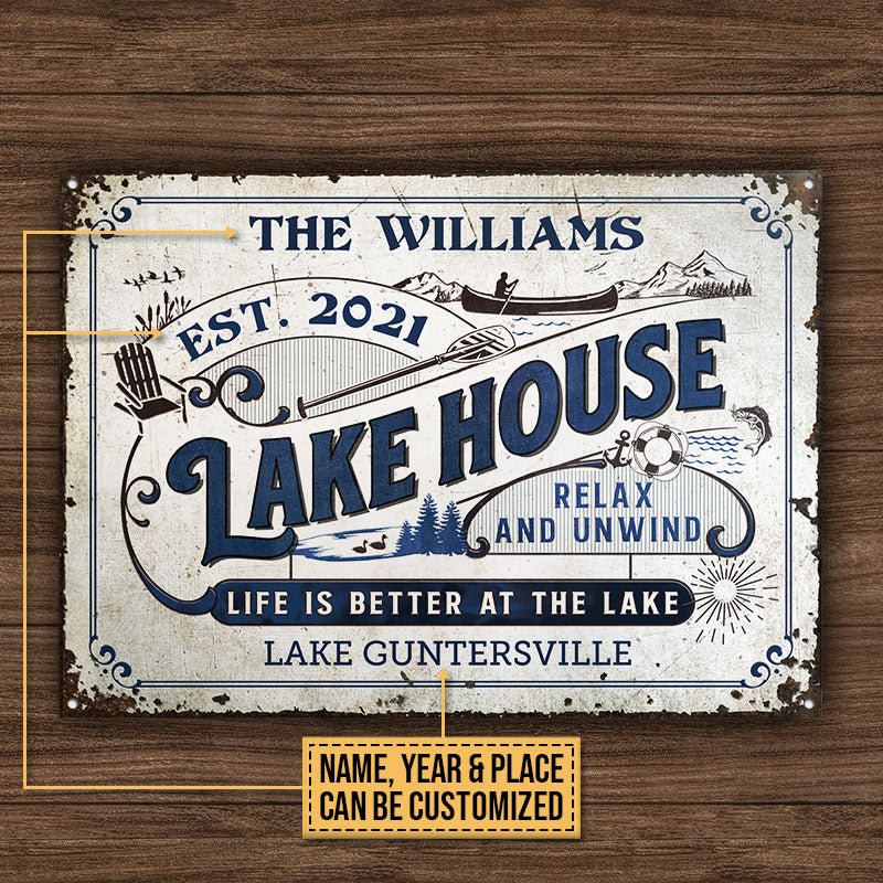 Personalized Lake House Life Is Better At The Lake Customized Classic Metal Signs