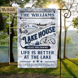 Personalized Lake House Life Is Better Custom Flag