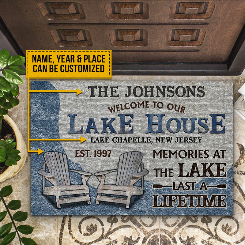 Personalized Lake House Memories At The Lake Custom Doormat