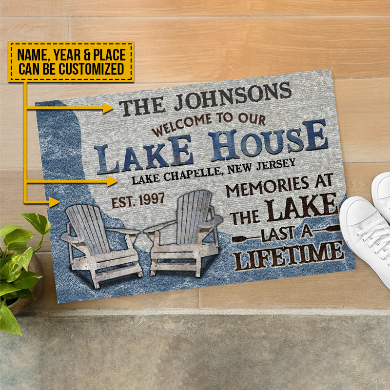 Personalized Lake House Memories At The Lake Custom Doormat