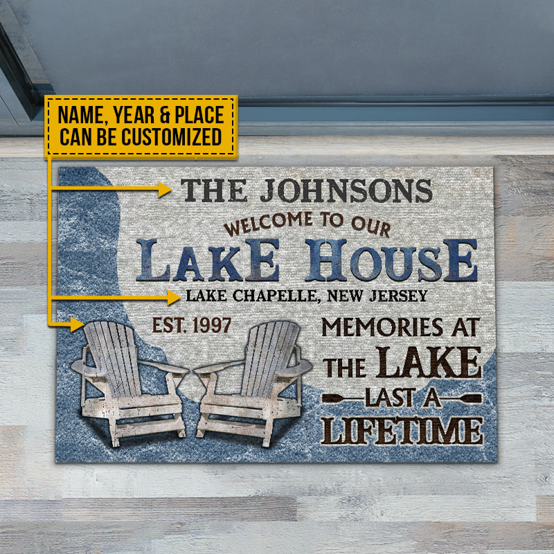 Personalized Lake House Memories At The Lake Custom Doormat