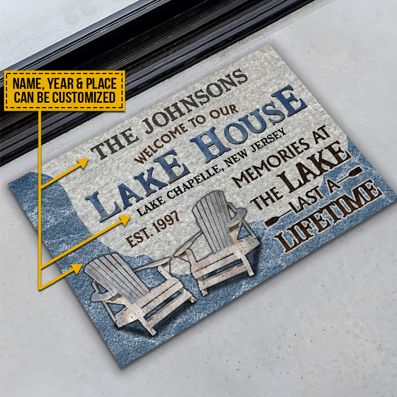 Personalized Lake House Memories At The Lake Custom Doormat