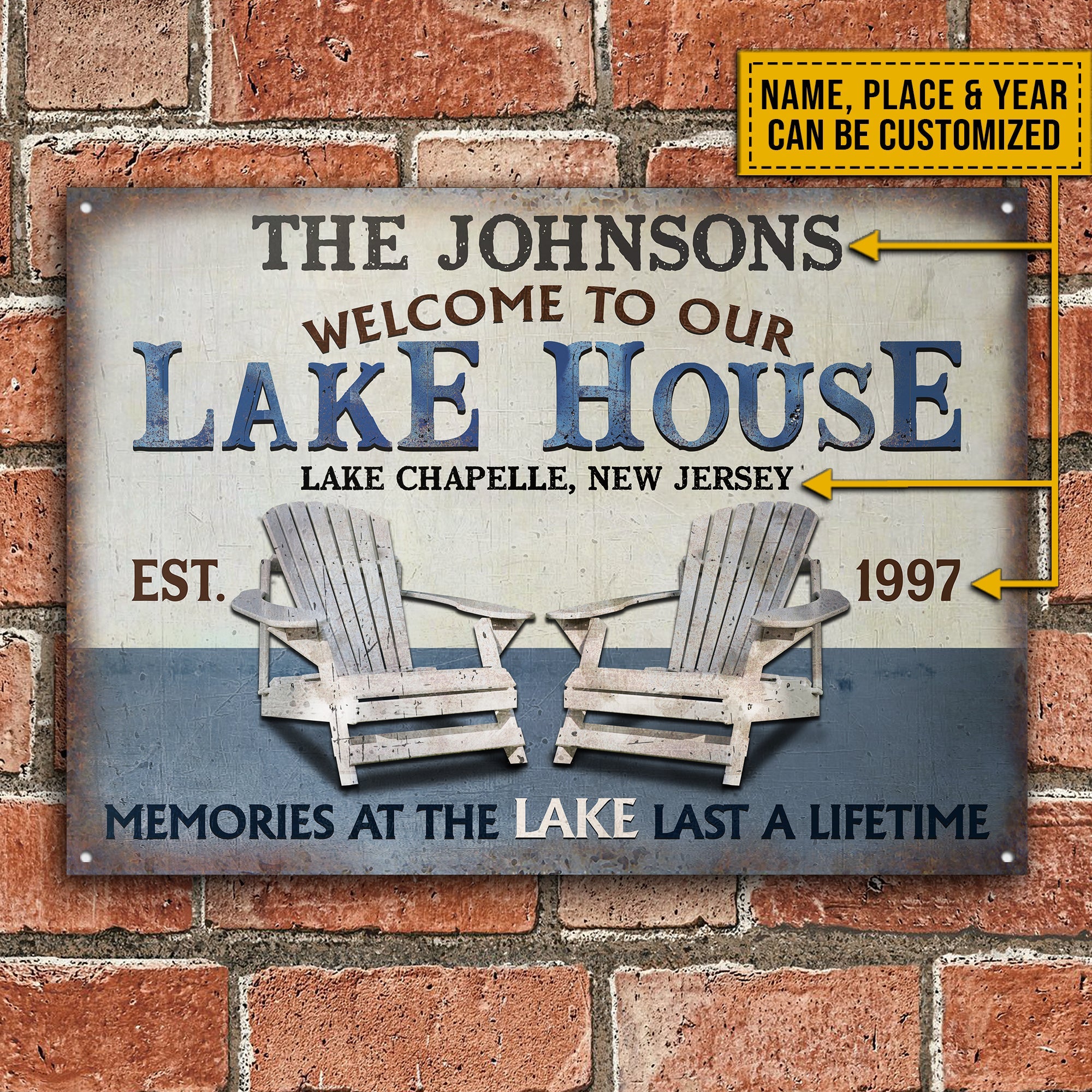 Personalized Lake Memories At The Lake Customized Classic Metal Signs