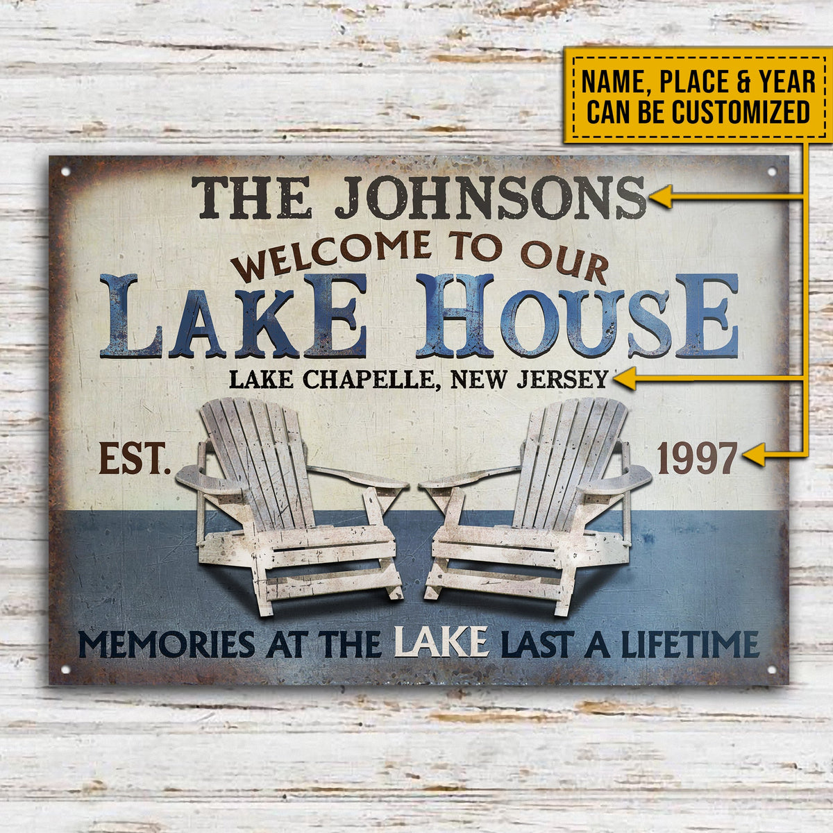 Personalized Lake Memories At The Lake Customized Classic Metal Signs