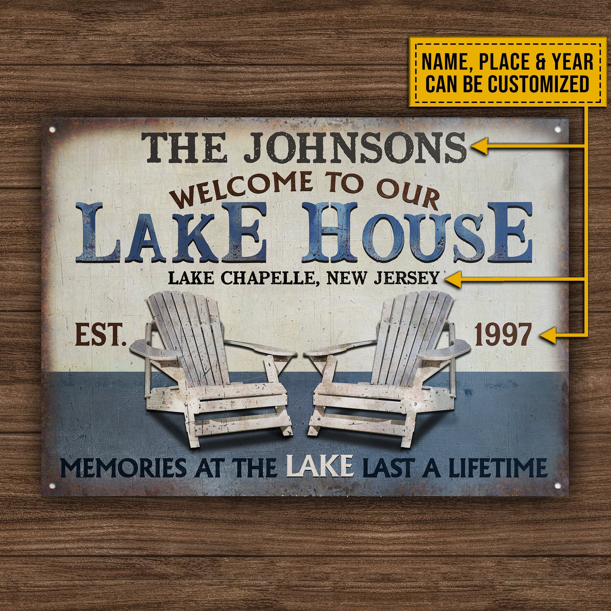 Personalized Lake Memories At The Lake Customized Classic Metal Signs