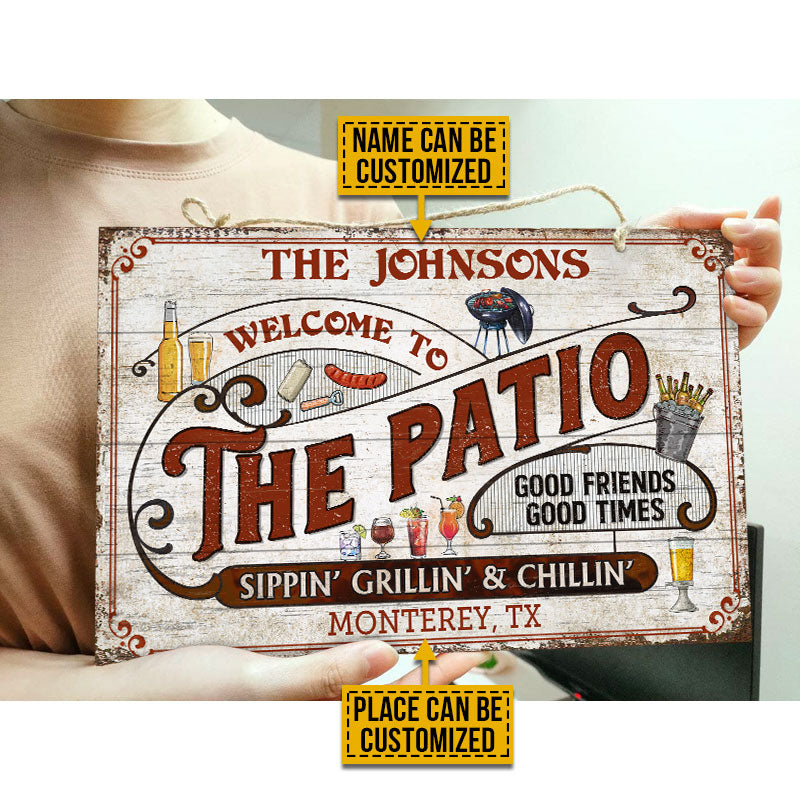 Personalized Patio Grilling Red Sippin Grillin Custom Wood Rectangle Sign