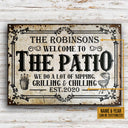 Personalized Patio Sipping Grilling Chilling Custom Classic Metal Signs