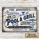 Personalized Pool Grilling Backyard Custom Classic Metal Signs