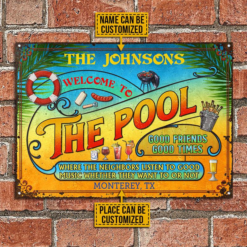 Personalized Pool Grilling Summer Listen To The Good Music Custom Classic Metal Signs