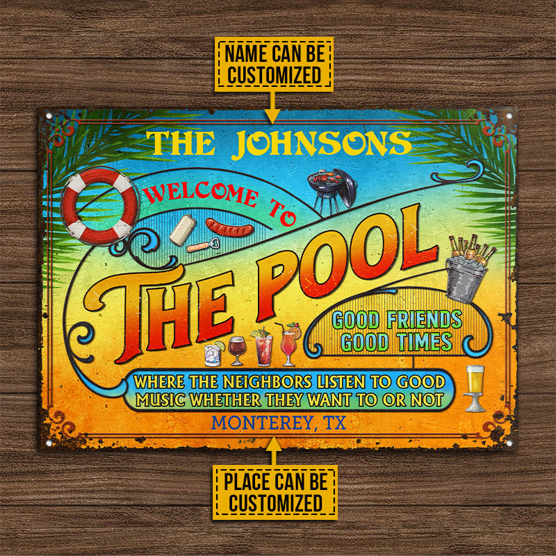 Personalized Pool Grilling Summer Listen To The Good Music Custom Classic Metal Signs