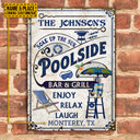 Personalized Pool Poolside Bar & Grill Custom Classic Metal Signs