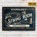 Personalized Sewing Room Made With Love Customized Classic Metal Signs