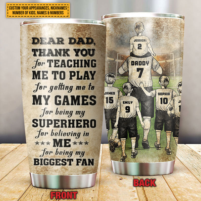 Personalized Soccer Dad And Child Thank You Custom Kids Custom Tumbler