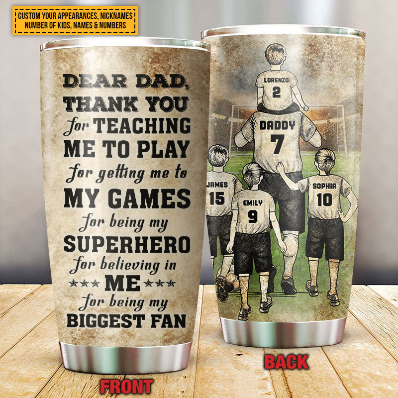 Personalized Soccer Dad And Child Thank You Custom Kids Custom Tumbler