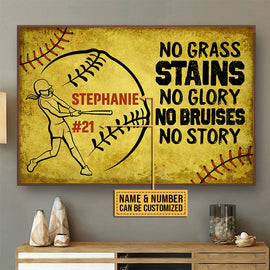 Personalized Softball No Grass Stains Customized Poster