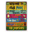 Personalized Swimming Welcome To Our Pool Customized Classic Metal Signs