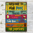 Personalized Swimming Welcome To Our Pool Customized Classic Metal Signs