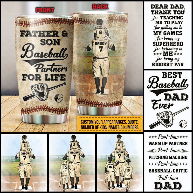 Personalized Baseball Dad And Child Best Dad Custom Child Custom Tumbler