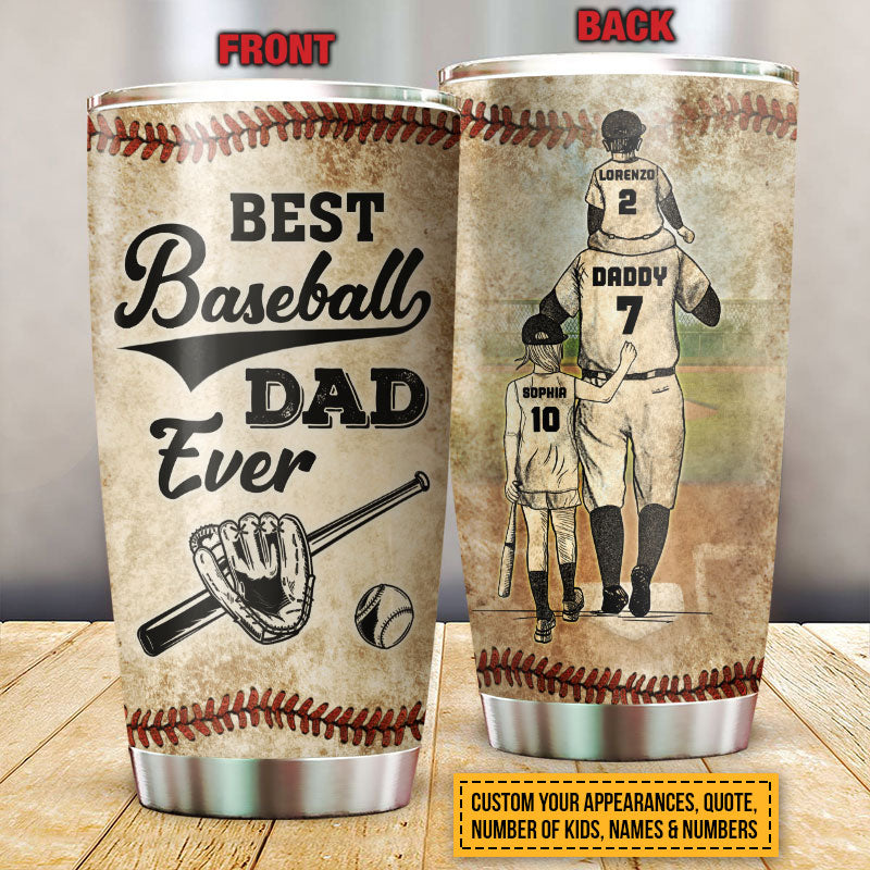 Personalized Baseball Dad And Child Best Dad Custom Child Custom Tumbler