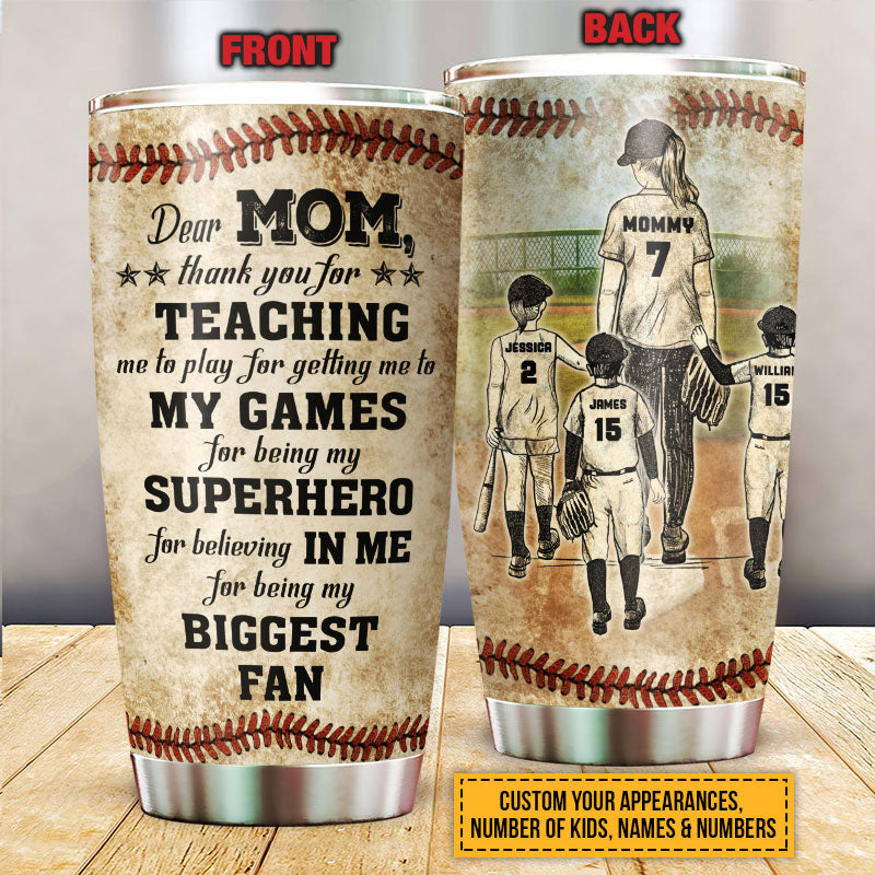 Personalized Baseball Mom And Child Thank You Custom Tumbler