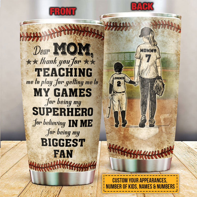 Personalized Baseball Mom And Child Thank You Custom Tumbler