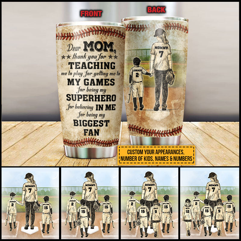 Personalized Baseball Mom And Child Thank You Custom Tumbler