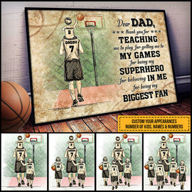 Personalized Basketball Dad And Child Custom Kid Thank You Custom Poster