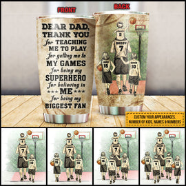 Personalized Basketball Dad And Child Thank You Custom Tumbler