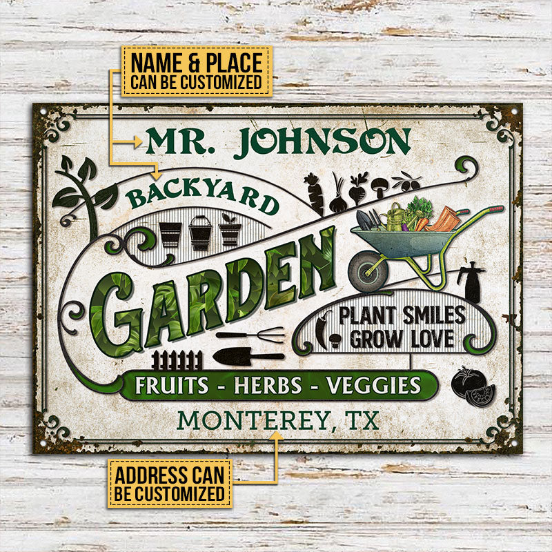 Personalized Garden Vegetable Plant Smiles Custom Classic Metal Signs