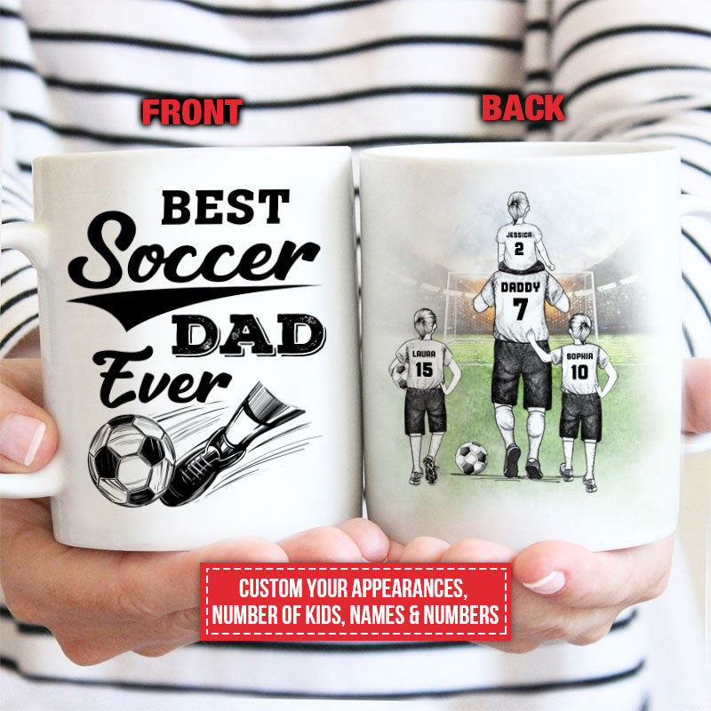 Personalized Soccer Dad And Child Best Dad Ever Custom Mug