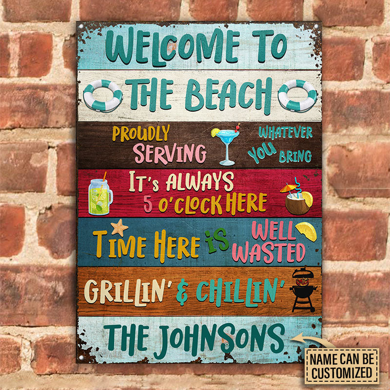 Proudly Serving Whatever Custom Classic Metal Signs, Beach House Decor