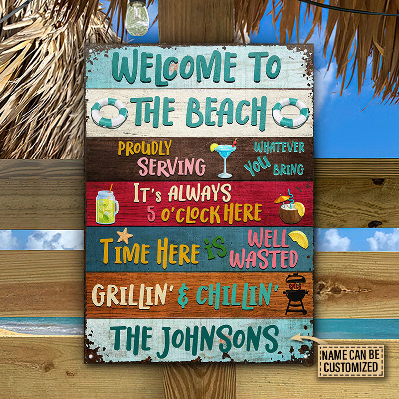 Proudly Serving Whatever Custom Classic Metal Signs, Beach House Decor