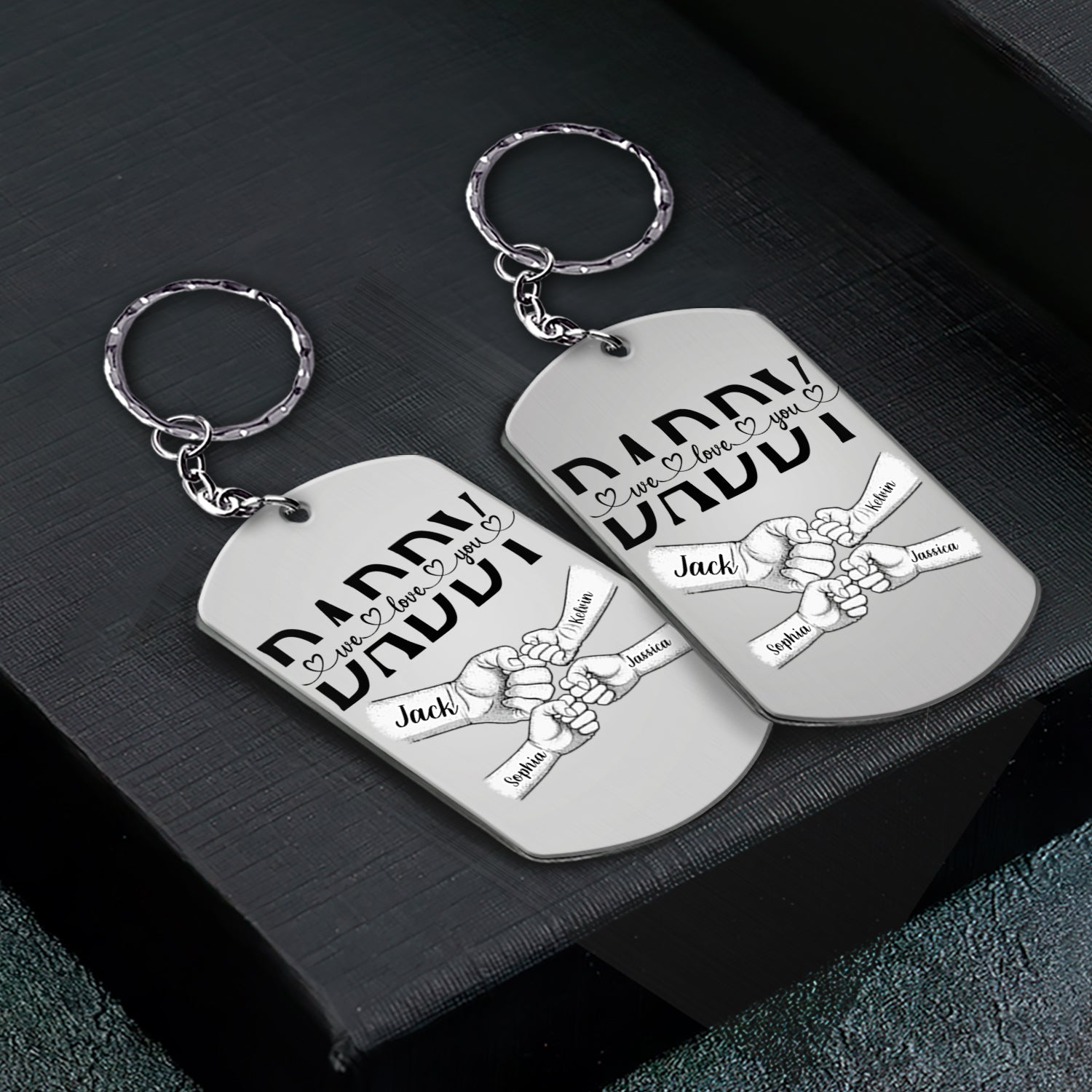 Dad Grandpa We Love You Fist Bump - Gift For Father, Grandfather - Personalized Aluminum Keychain