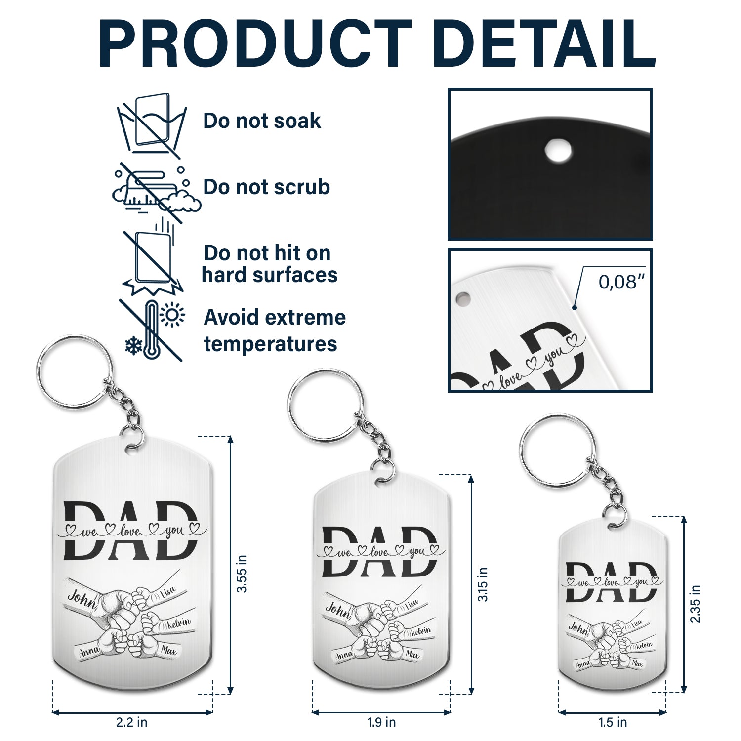 Dad Grandpa We Love You Fist Bump - Gift For Father, Grandfather - Personalized Aluminum Keychain