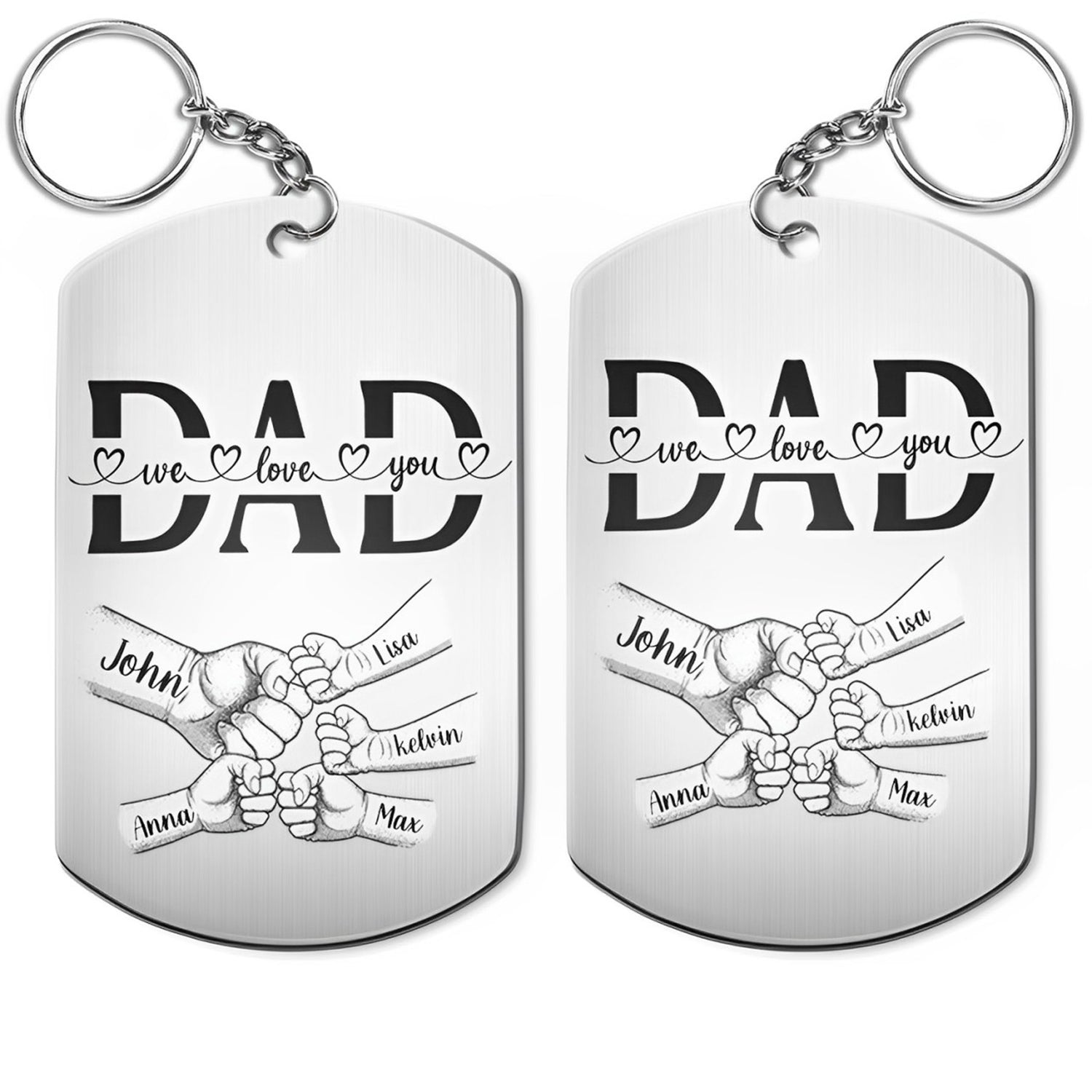 Dad Grandpa We Love You Fist Bump - Gift For Father, Grandfather - Personalized Aluminum Keychain