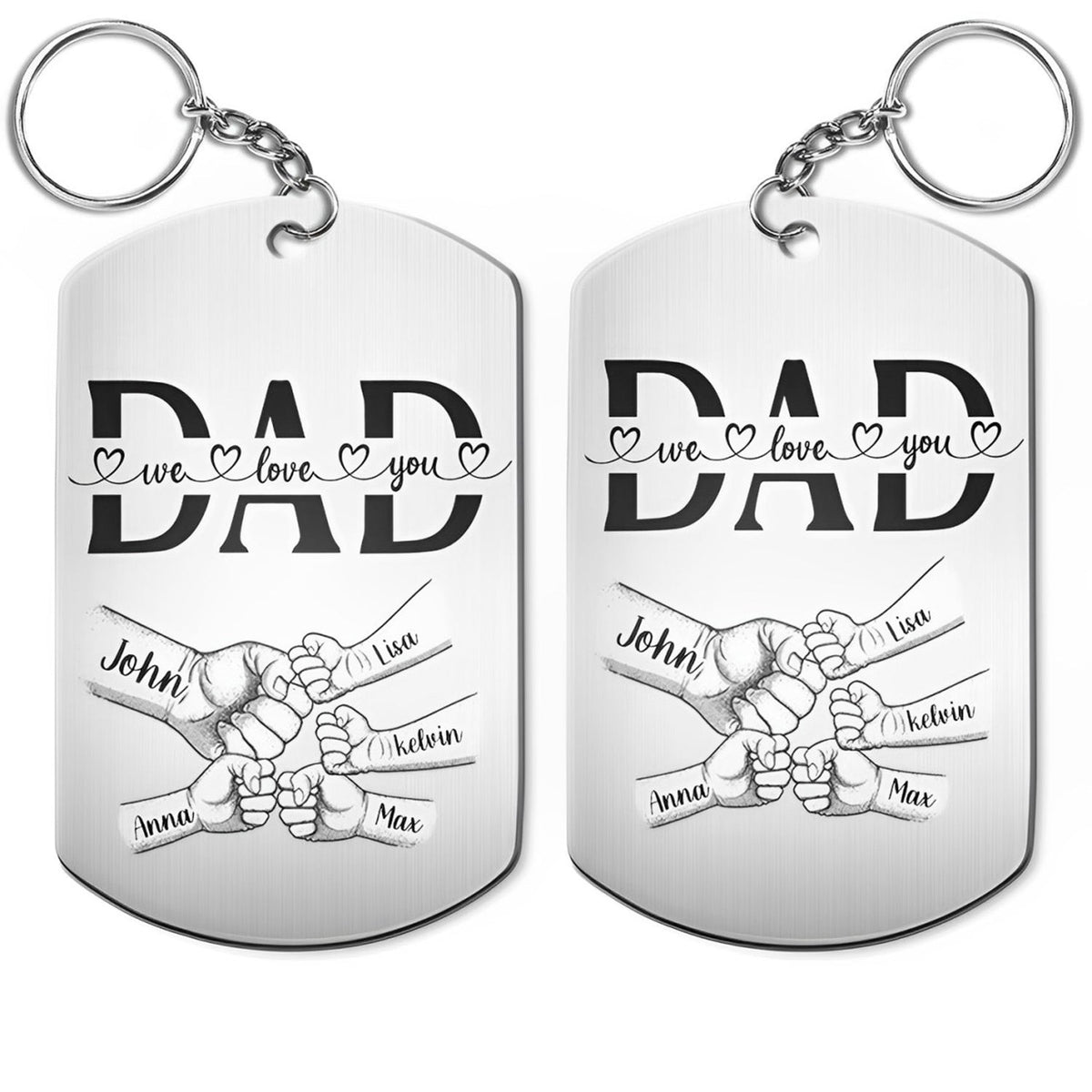 Dad Grandpa We Love You Fist Bump - Gift For Father, Grandfather - Personalized Aluminum Keychain