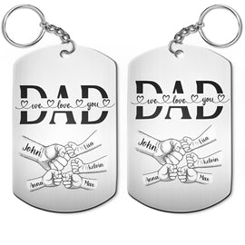 Dad Grandpa We Love You Fist Bump - Gift For Father, Grandfather - Personalized Aluminum Keychain