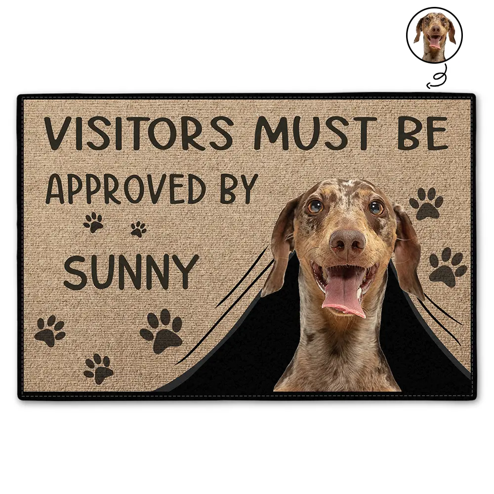 Custom Photo Visitors Must Be Approved By This Dog - Personalized Doormat