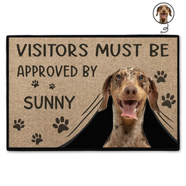 Custom Photo Visitors Must Be Approved By This Dog - Personalized Doormat