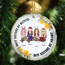 Not Sisters By Blood Besties - Personalized Circle Glass Ornament