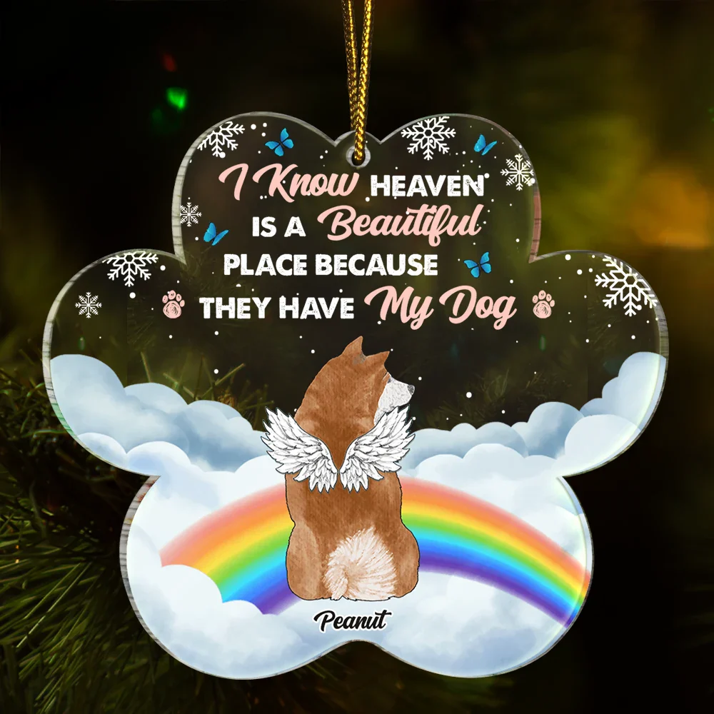 Heaven Is A Beautiful Place Memorial Christmas - Personalized Custom Shaped Acrylic Ornament