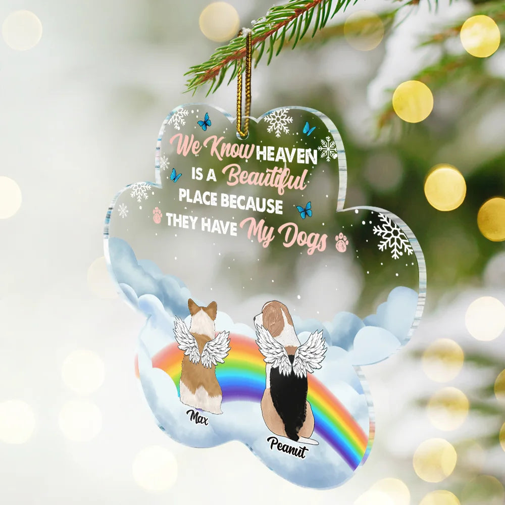 Heaven Is A Beautiful Place Memorial Christmas - Personalized Custom Shaped Acrylic Ornament