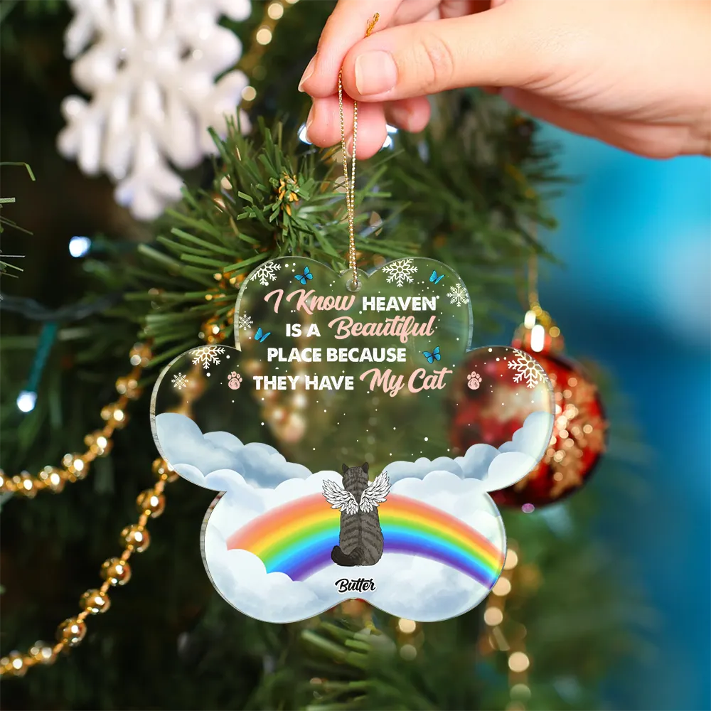 Heaven Is A Beautiful Place Memorial Christmas - Personalized Custom Shaped Acrylic Ornament