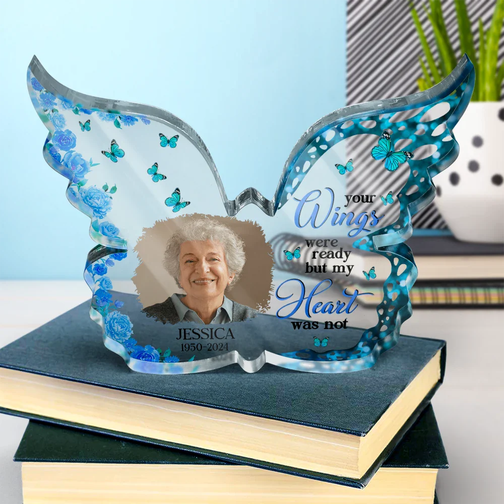 Custom Photo I Am Always With You - Personalized Butterfly Shaped Acrylic Plaque