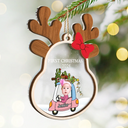 Gift For Kids - Custom Photo Reindeer Baby First Christmas - Personalized 2-Layered Mix Ornament
