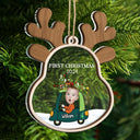 Gift For Kids - Custom Photo Reindeer Baby First Christmas - Personalized 2-Layered Mix Ornament
