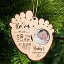 Gift For Kids - Custom Photo Baby's First Christmas - Personalized 2-Layered Wooden Ornament