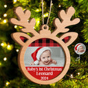 Custom Photo,Christmas,Gift For Kids,Happy - Custom Photo Baby's 1st Christmas - Personalized 2-Layered Wooden Ornament