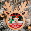 Custom Photo,Christmas,Gift For Kids,Happy - Custom Photo Baby's 1st Christmas - Personalized 2-Layered Wooden Ornament