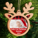 Custom Photo,Christmas,Gift For Kids,Happy - Custom Photo Baby's 1st Christmas - Personalized 2-Layered Wooden Ornament